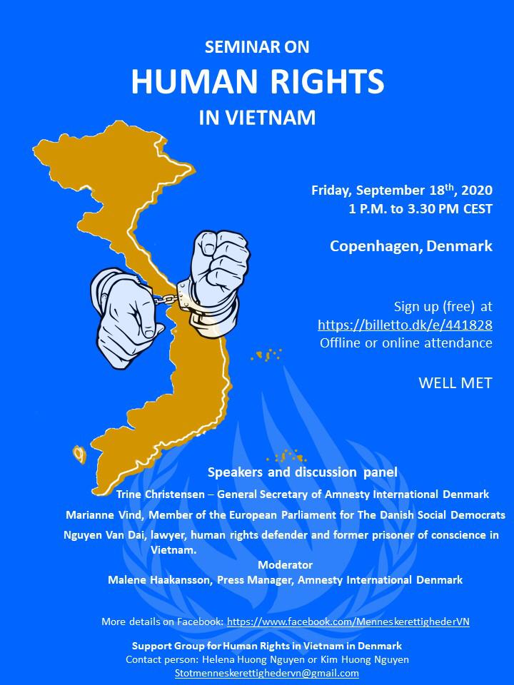 Invitation to Seminar on Human rights in Vietnam – Viet Tan Nordic